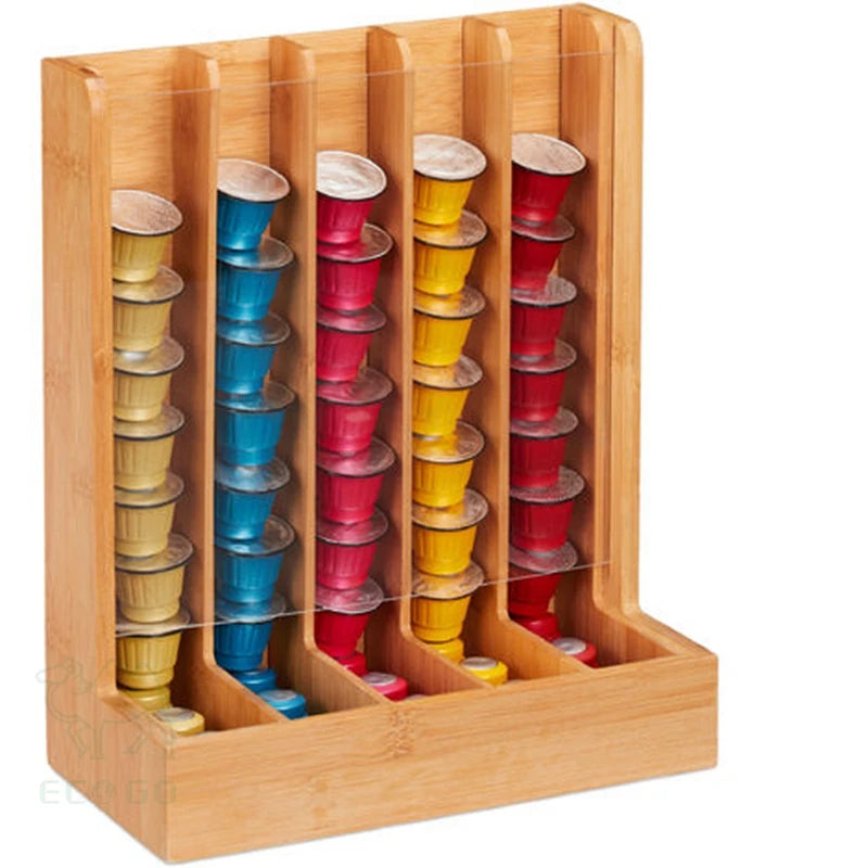 Inttox- Organisateur de Capsules de Café en Bambou