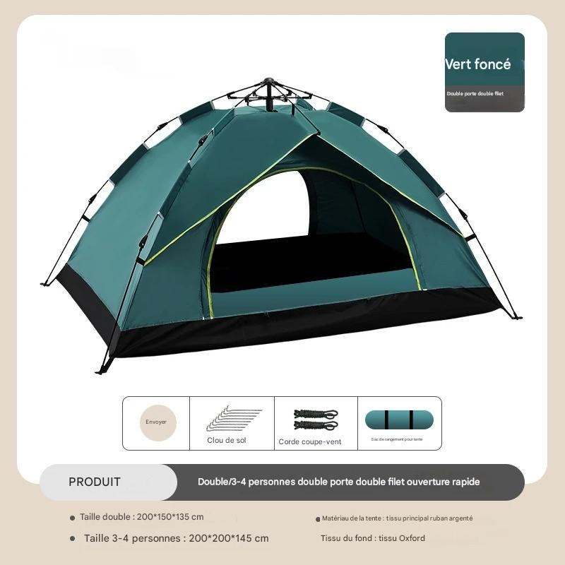 Inttox-⛺🏕️ Grande Tente de Camping Familiale de Luxe – Étanche & Automatique pour 4 Personnes 🌧️