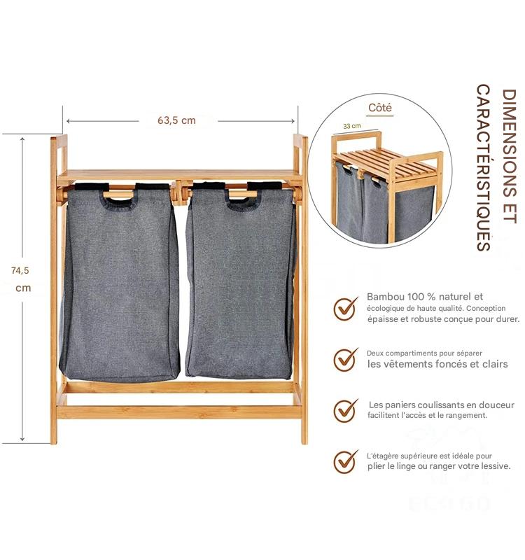 Inttox-🧺🌿 Panier à Linge en Bambou – Organisateur Élégant pour Salle de Bain 🛁✨