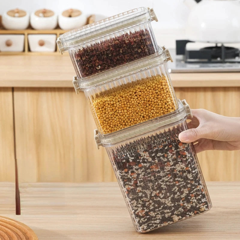 Inttox-🍚 Set de 7 Pots de Conservation Transparent en Plastique Alimentaire 🏡✨