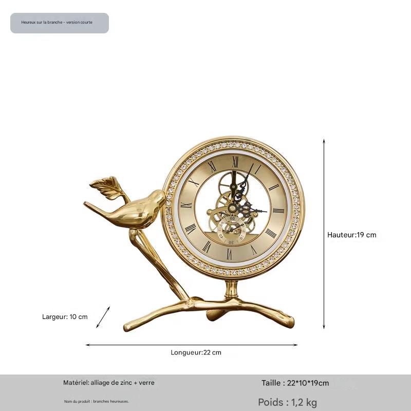 Inttox-Réveil en Cuivre Pur – Horloge de Bureau Élégante Style Américain pour la Maison ou le Bureau