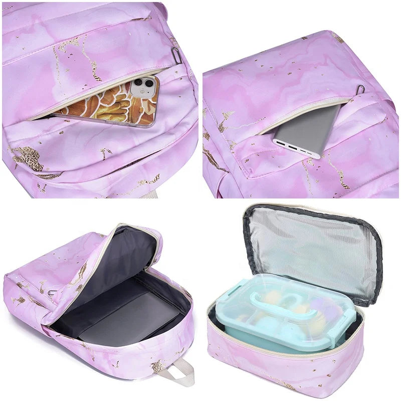 Inttox-🎒🦄 Sac à Dos 4-en-1 Mignon – Ensemble École Enfant & Femme