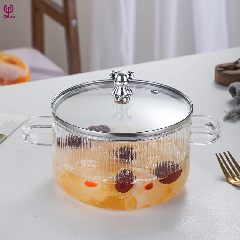 Inttox-🍲 Casserole en Verre 1,6 L avec Couvercle 🏡