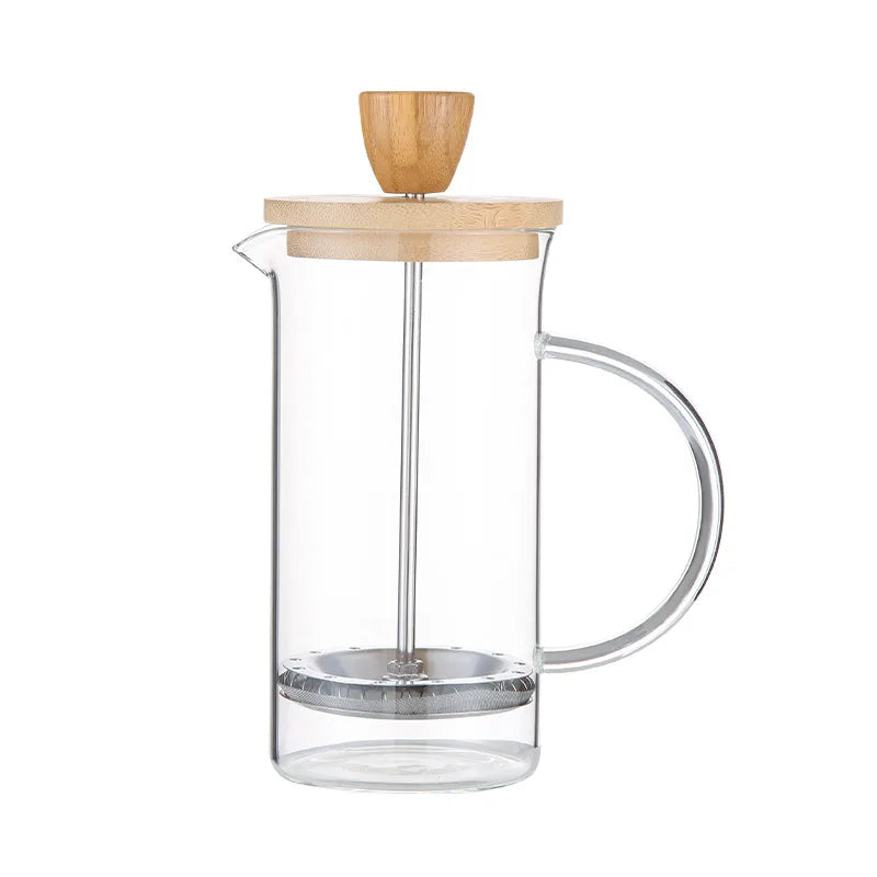 Inttox-☕ Cafetière à Pression Française avec Filtre – Verre Borosilicate Haute Qualité, Poinçon à Main et Ustensiles Multifonctions pour Infusion de Thé et de Lait 🌿