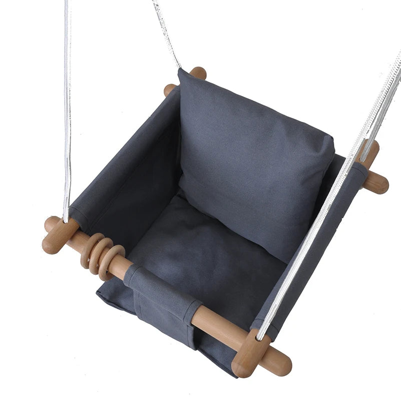 Inttox-🌿💺 Balançoire en Bois Pliable pour Bébé - Siège Confortable en Toile