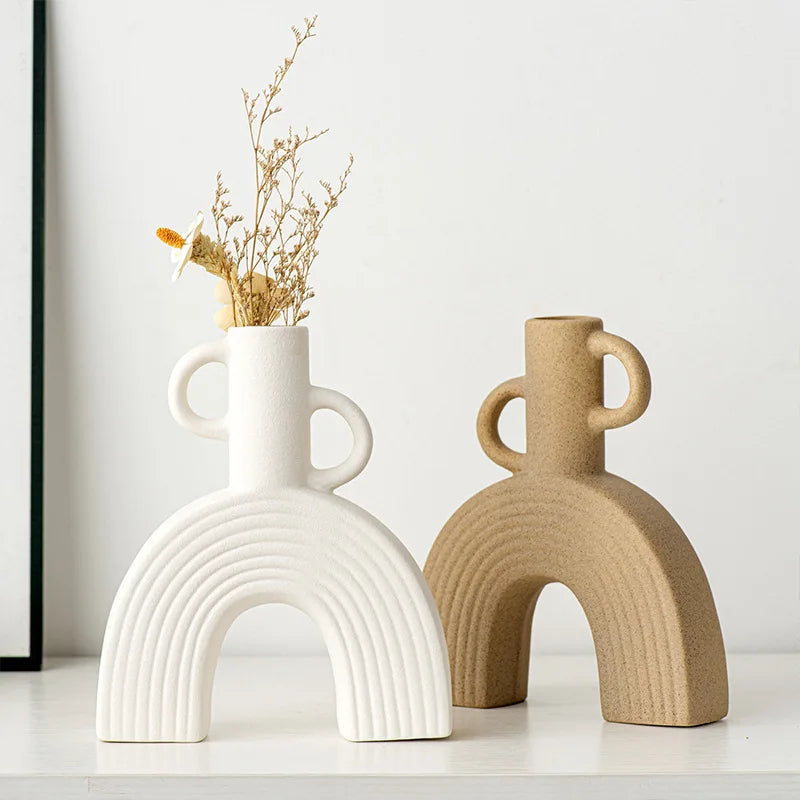 Inttox-Vase en Céramique Abstrait – Style Scandinave Minimaliste 🌿🖼️