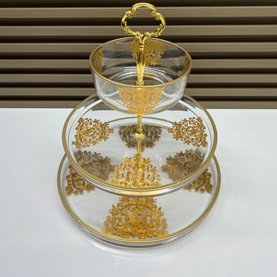 Inttox-đ° PrĂ©sentoir Ă GĂąteaux en Verre DorĂ© â ĂlĂ©gance et Raffinement âš