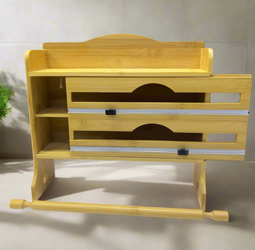 Inttox-🧻✨ Distributeur Mural 3-en-1 pour Papier Aluminium, Film Étirable & Essuie-tout 🍽️🌿