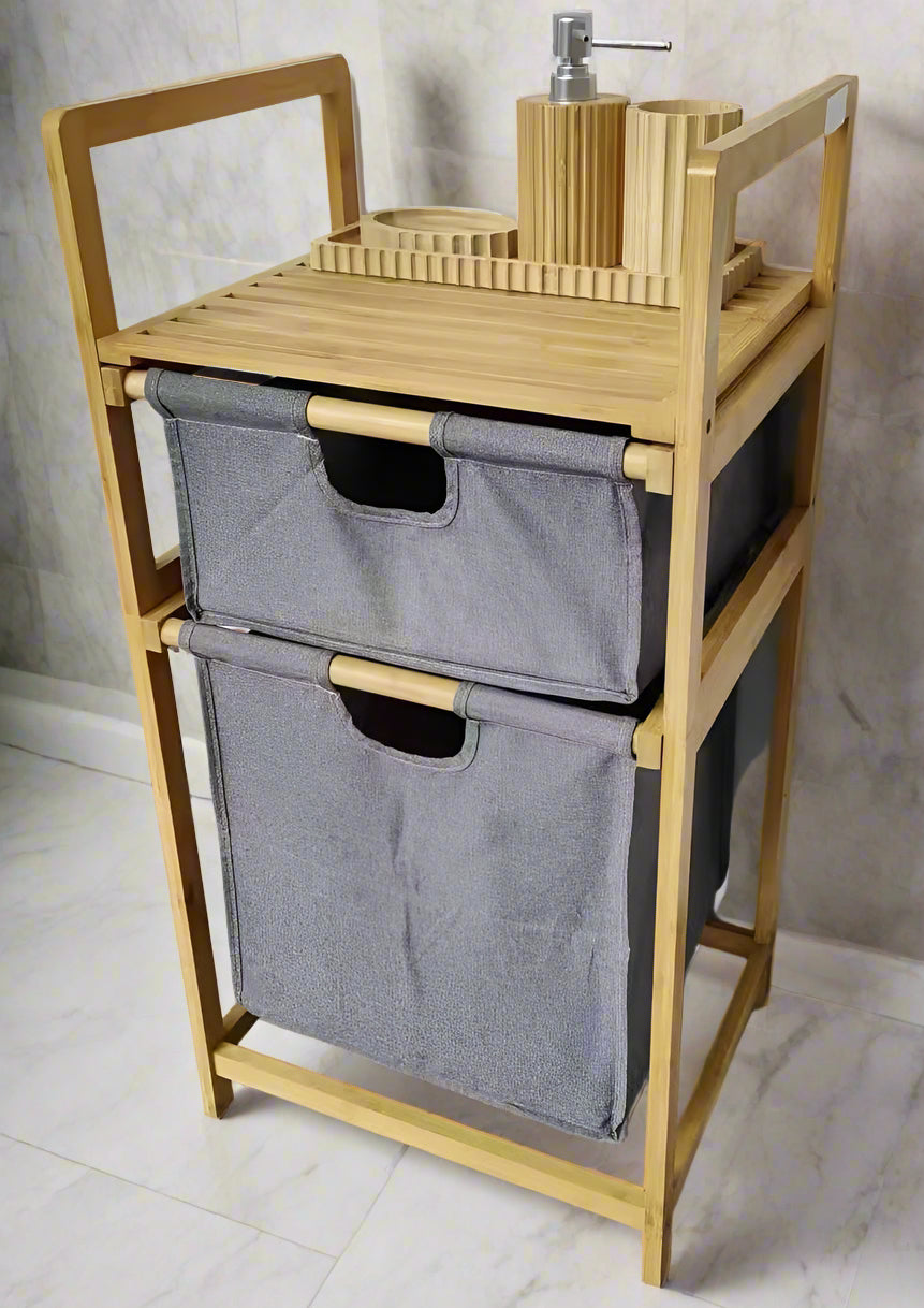 Inttox-🧺 Panier à Linge en Bambou avec 2 Sacs Amovibles 🪵👕