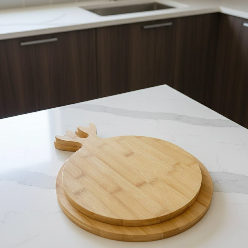 Inttox-🍈 Planche à découper en bambou en forme de grenade 2 piece