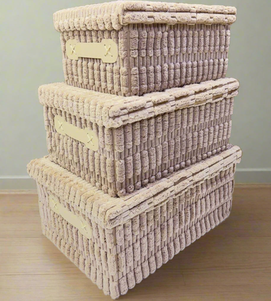 Inttox-🧺 Set de 3 Boîtes de Rangement avec Couvercle – Inttox 🌿✨