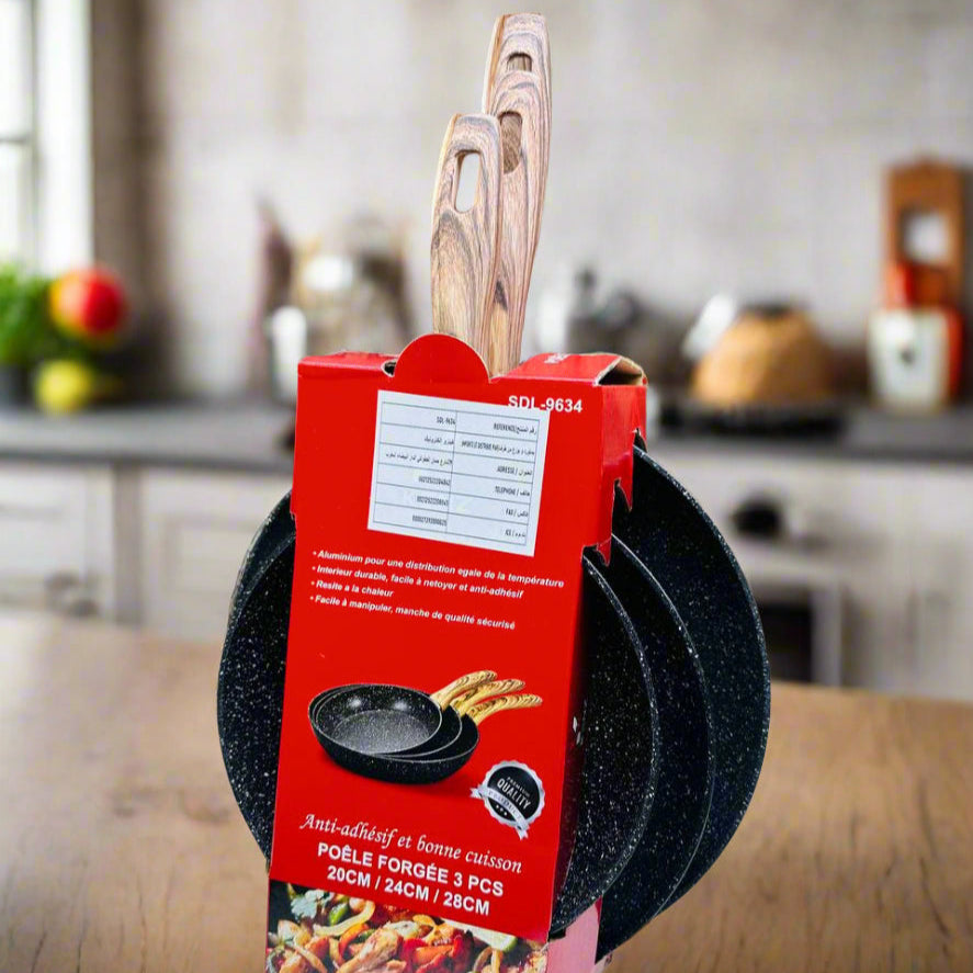 Inttox-Set de 3 Poêles Forgées Antiadhésives