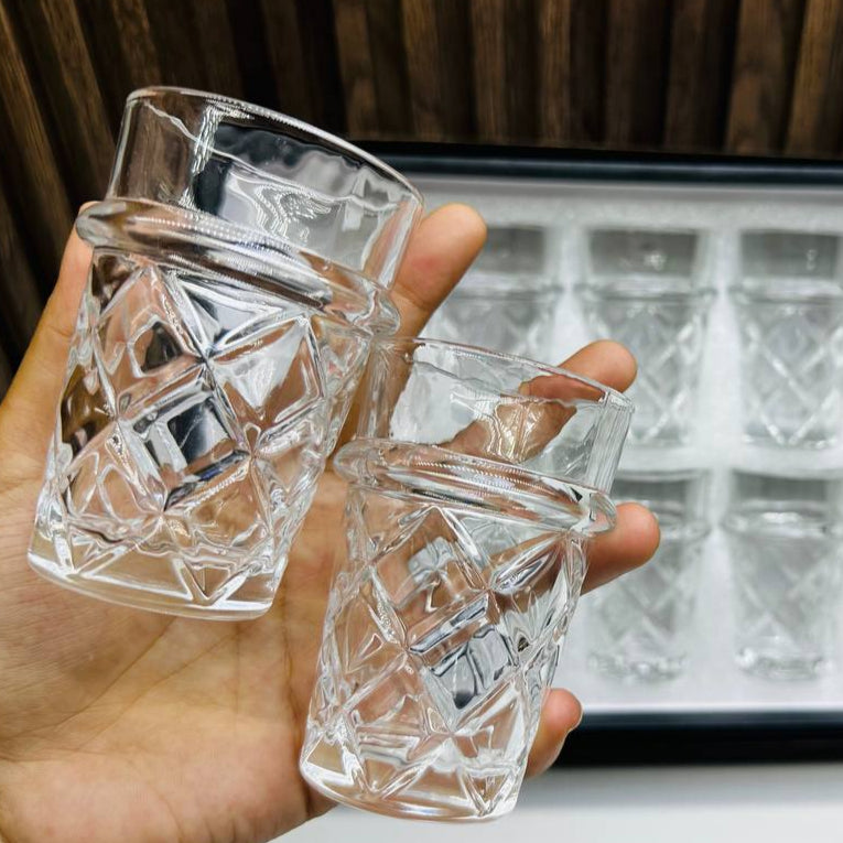 Inttox-Coffret 12 Verres à Thé en Cristal Décorés