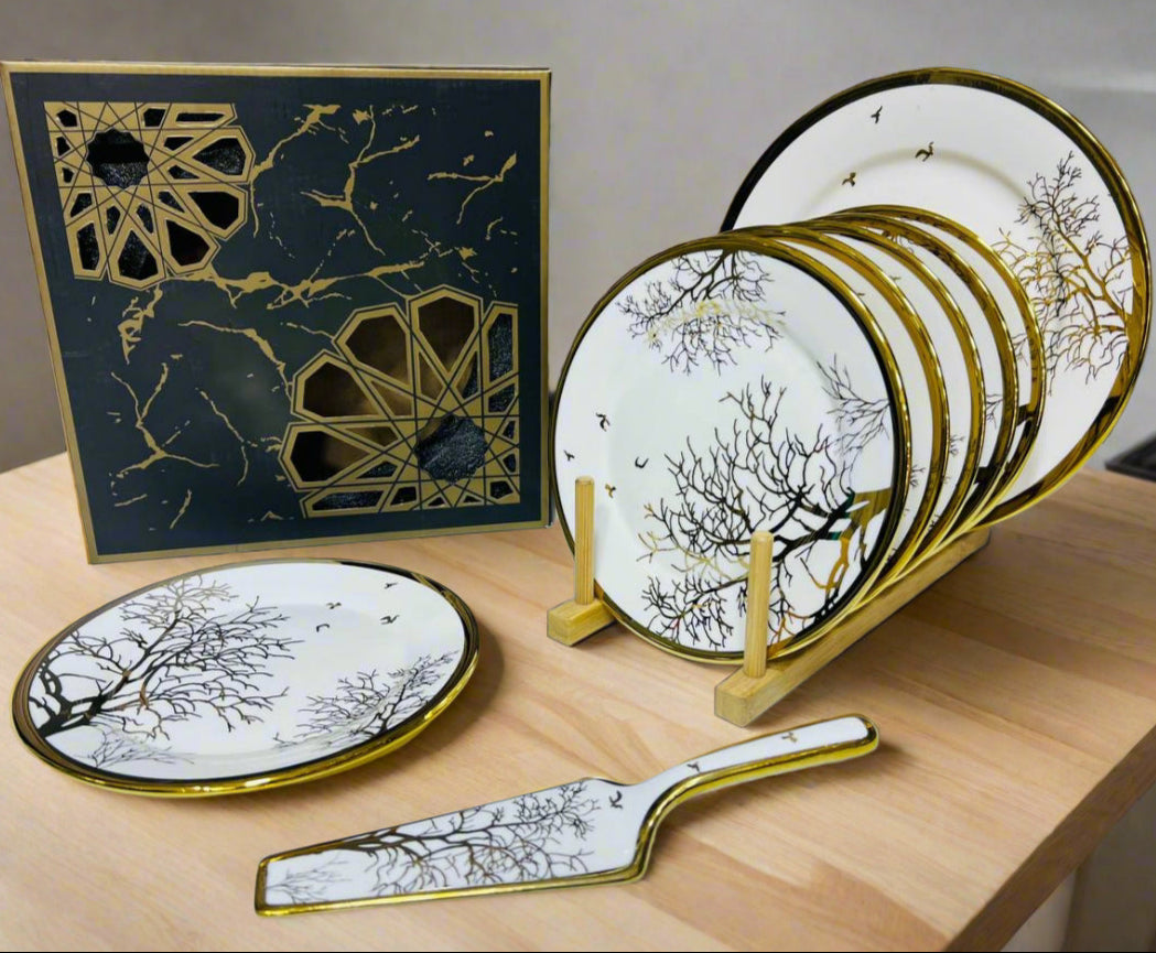 Inttox-Service d'assiettes en porcelaine dorée 🌟 – Élégance et raffinement pour vos repas 🍴✨