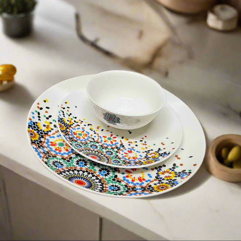 Inttox-🍽️ Service de Table 18 Pièces – Design Floral Coloré 🌸✨