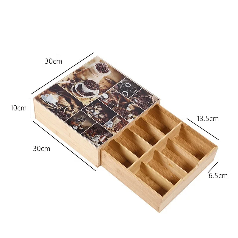 Inttox-🍵📦 Organisateur de Sachets de Thé en Bambou 🌿☕