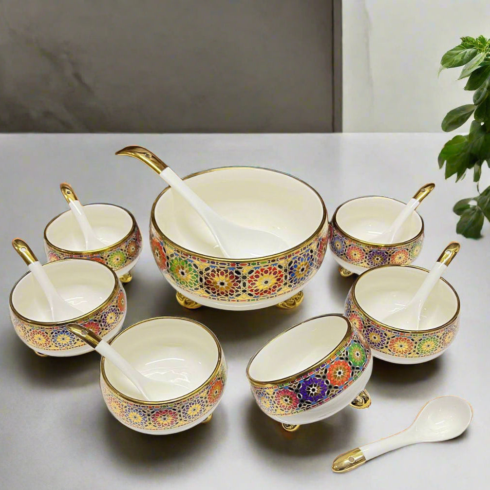 Inttox-🥣 Service Soupière Royale avec Bols & Cuillères – 14 Pièces ✨
