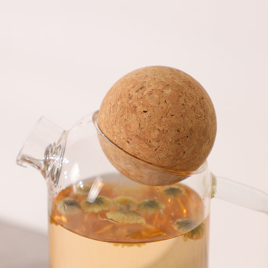 Inttox-Carafe à Lait en Verre Transparent Résistant à la Chaleur, Fabriquée à la Main, avec Couvercle en Liège et Filtre