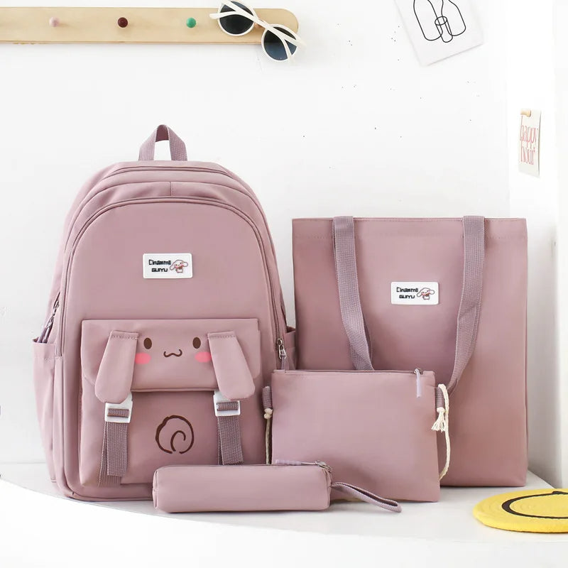 Inttox-🎒 Sac à Dos Femme Style Collégial ✨ Grande Capacité & Motif Dessin Animé 🐻🌸