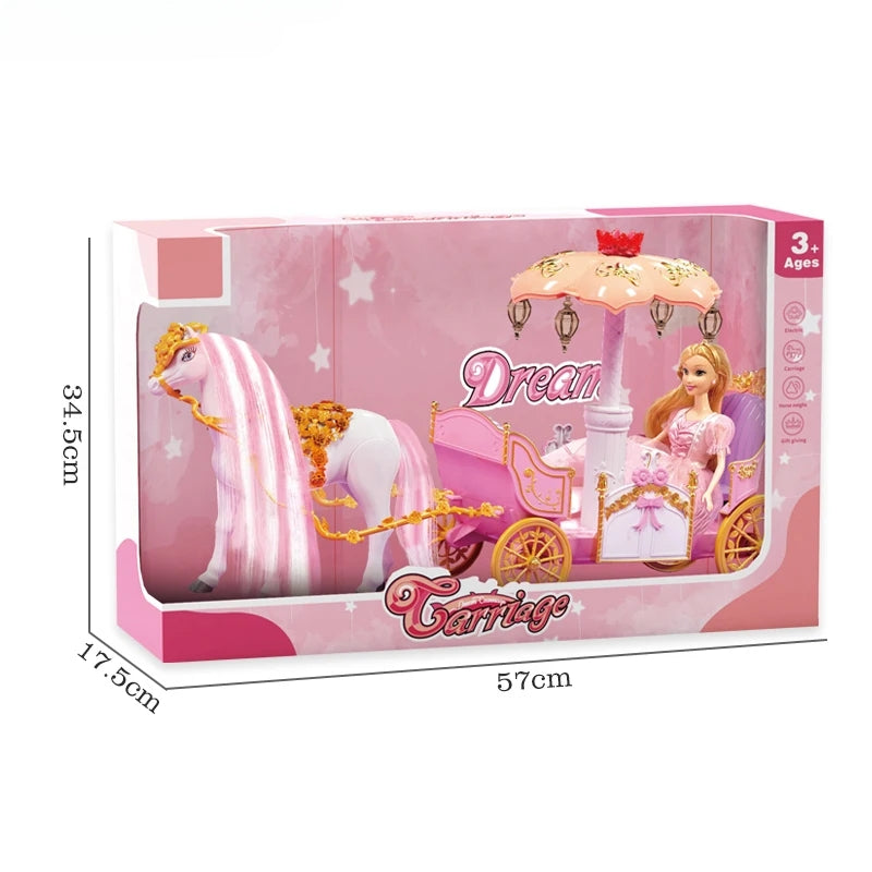 Inttox- 🌟 Poupée Princesse avec Chariot à Cheval 🎠