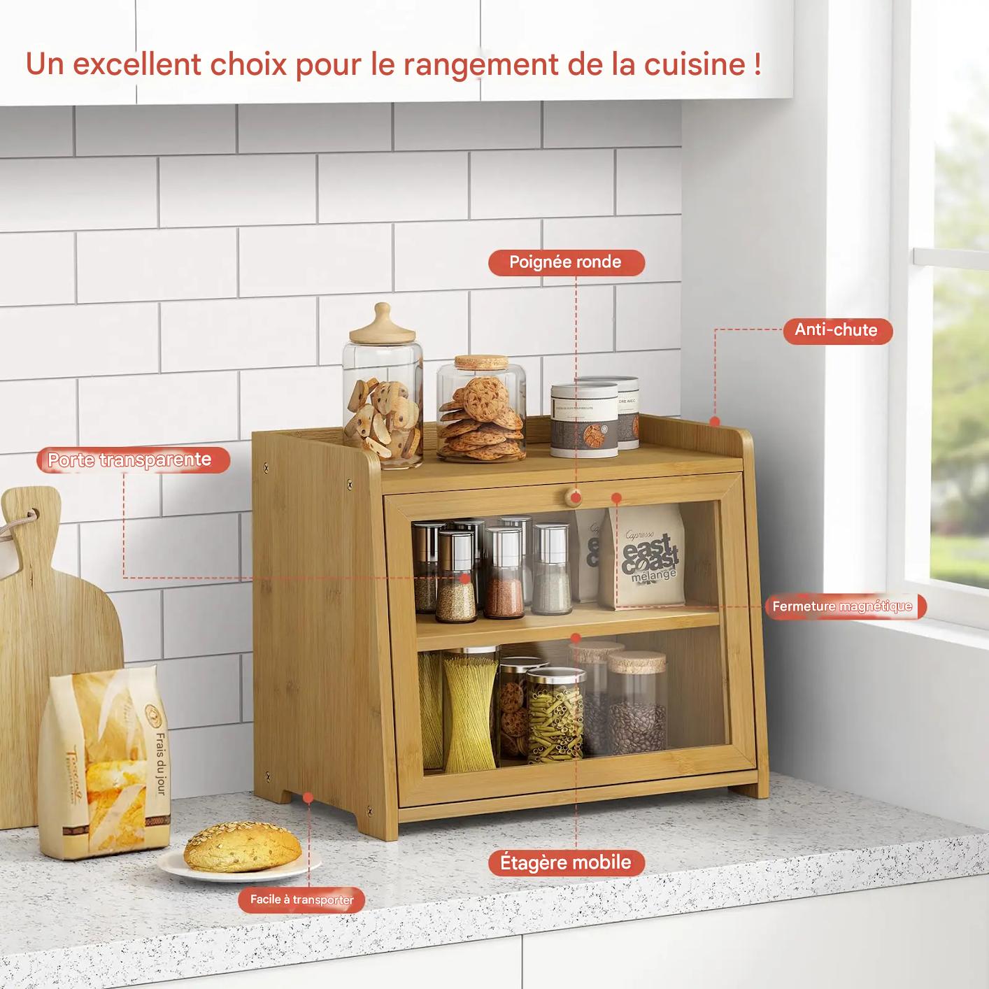 Inttox-🍎🍞 Panier de Fruits en Bois à 2 Niveaux