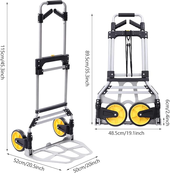 Inttox-🛒 Chariot Pliable Ultra-Robuste 🚚 – Charge Max 120 kg & Hauteur Réglable