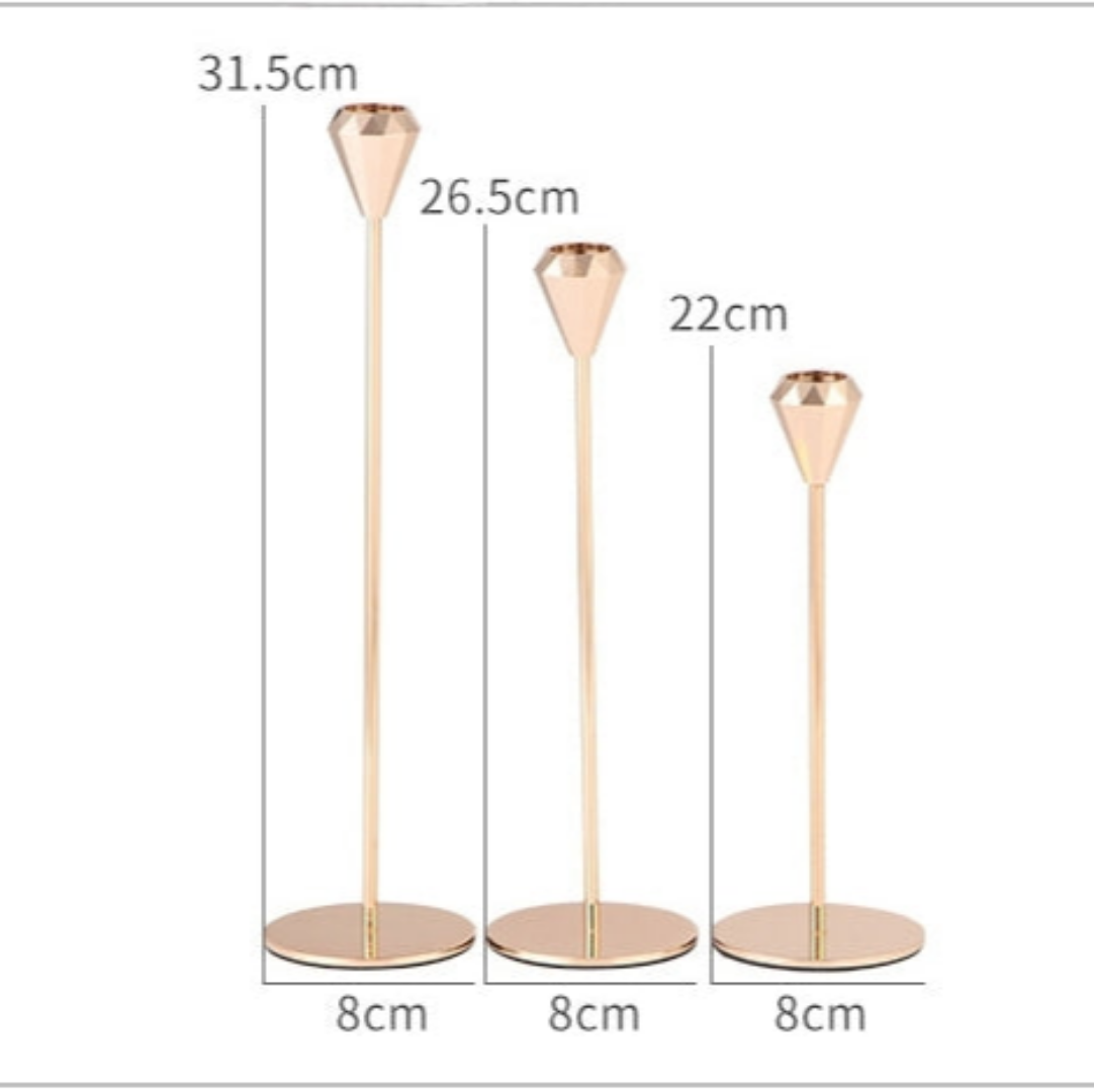 Inttox-Lot de 3 Bougeoirs Exquis en Fer Rose Doré 🌹✨