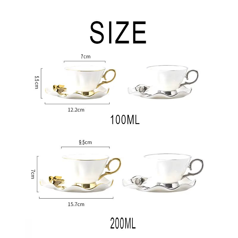 Inttox-☕👑 Service à Café "Sophia" en Porcelaine de Chine – Élégance Nordique & Papillons Dorés 🦋🍽️