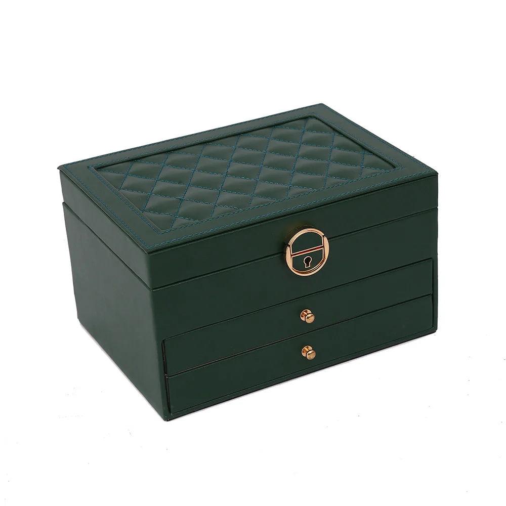 Inttox Organisateur de Bijoux à Trois Niveaux - Boîte de Rangement en Cuir PU