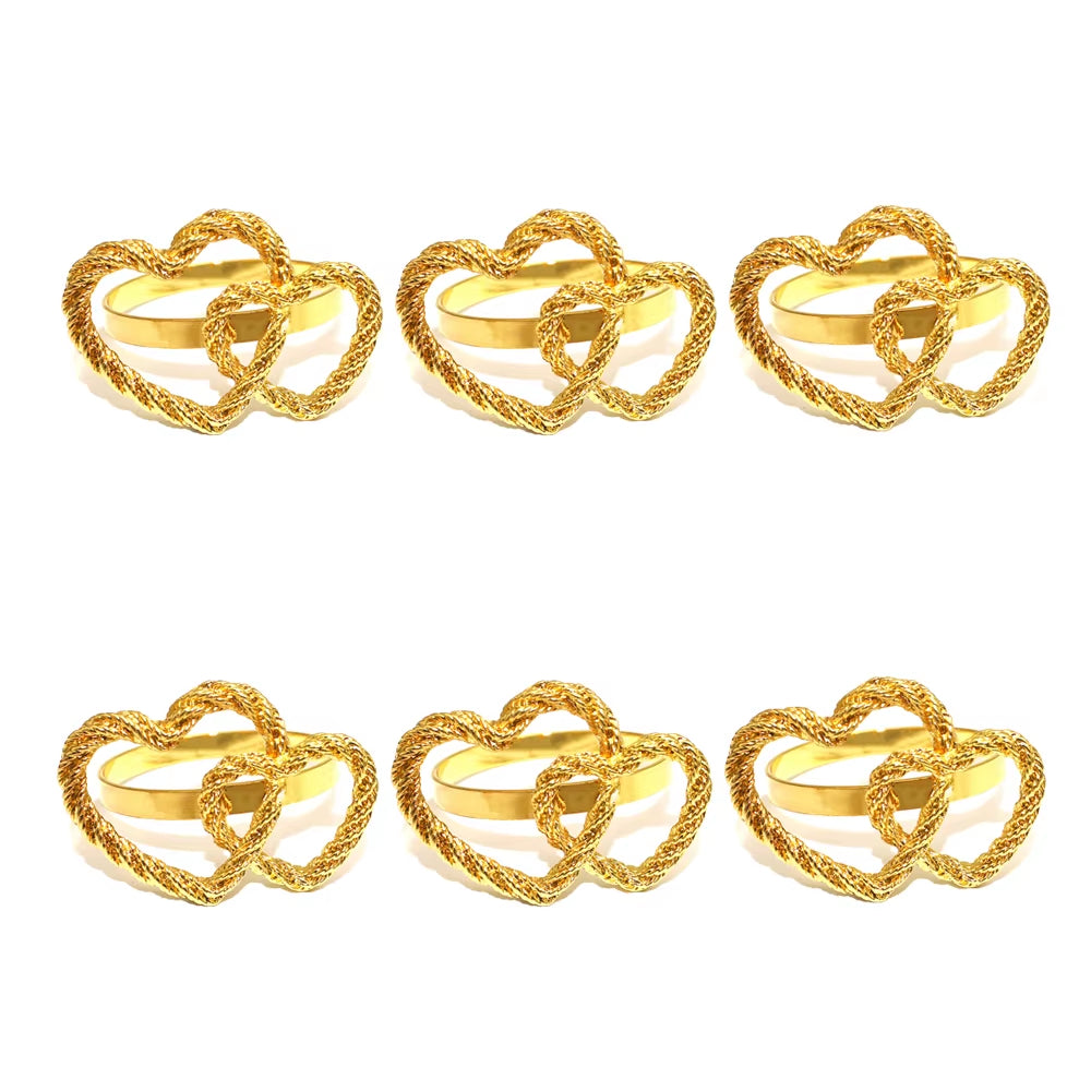 Inttox-💕 Ronds de Serviette Double Cœur – Élégance Romantique pour Décoration de Table 💍🍽️ (6 pièces)