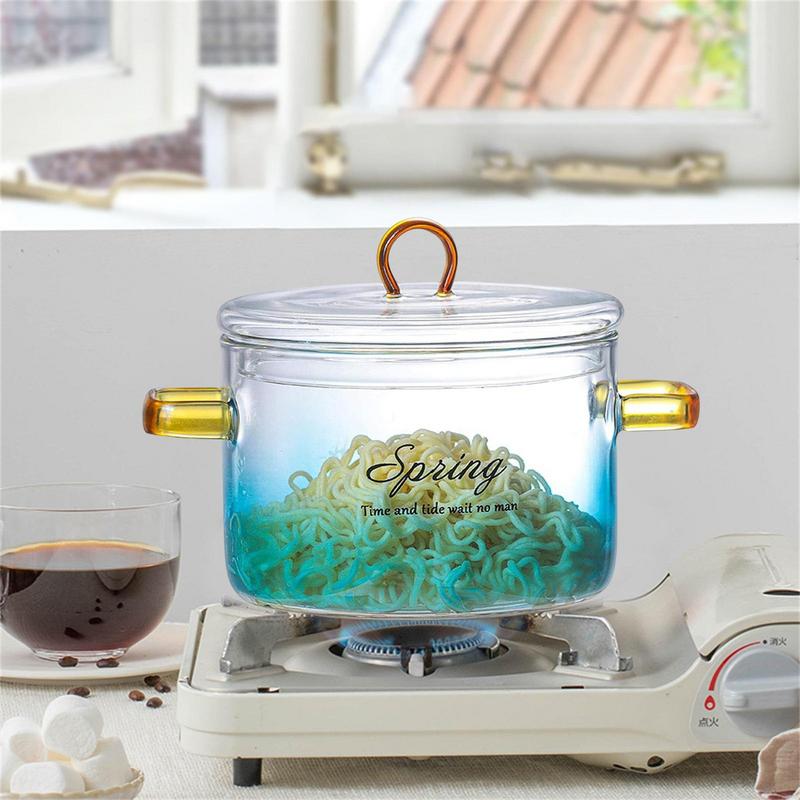 Inttox-Bol à Soupe Transparent Antiadhésif pour Chauffage Instantané 1.5L