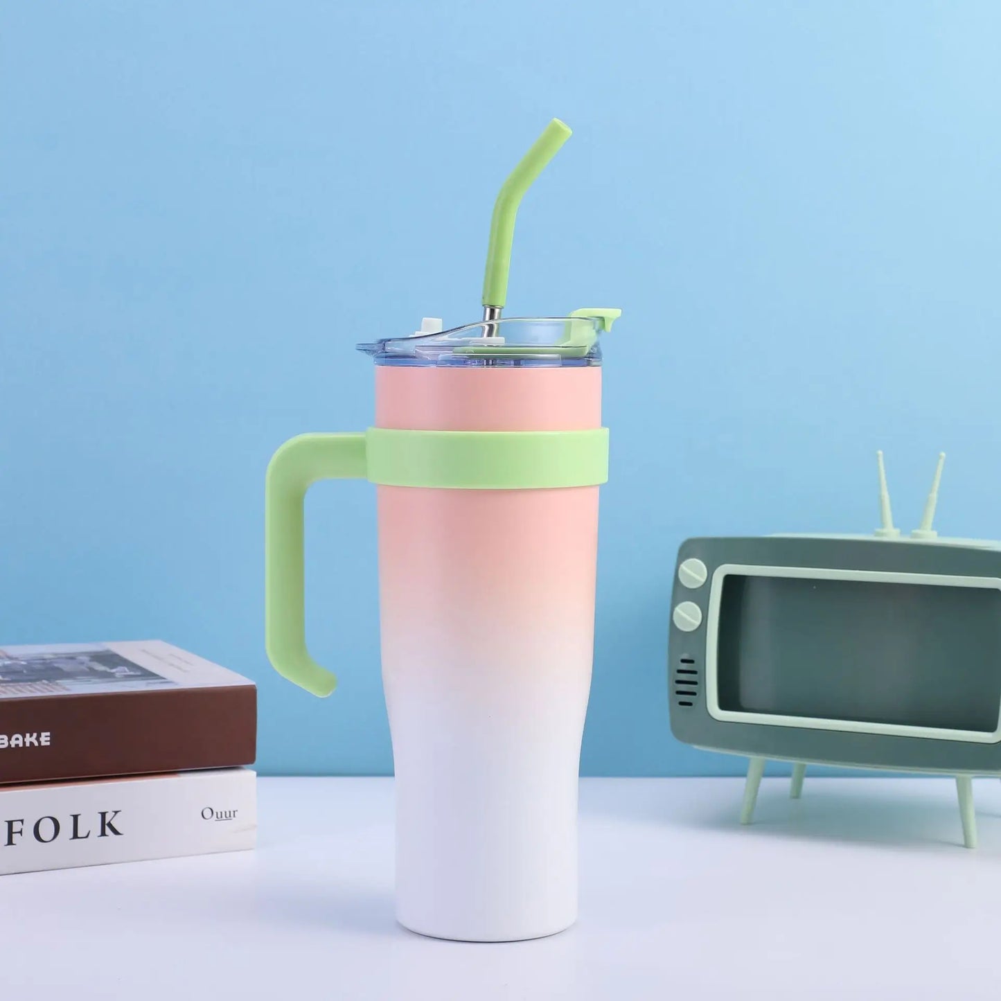 Inttox-☕ Gobelet Isotherme avec Couvercle & Paille 🚗✨