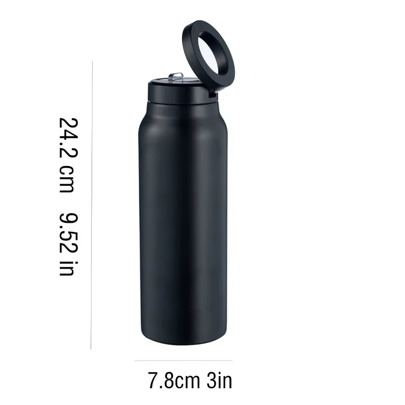 Inttox-🥤 Bouteille Thermos avec Couvercle Magnétique & Support Téléphone 📱✨