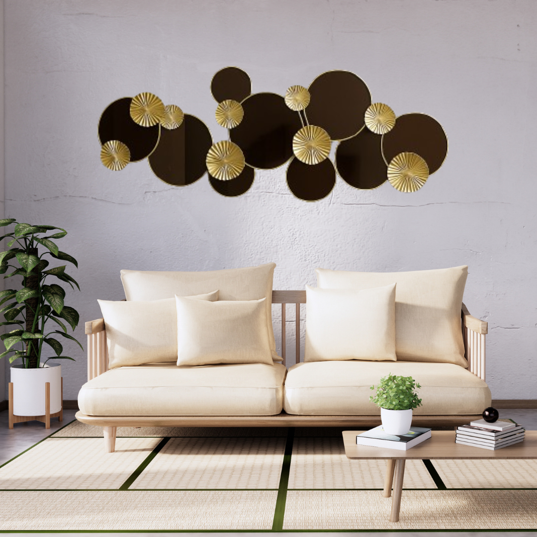 Inttox-✨ Tableau mural décoratif rond en métal doré et noir