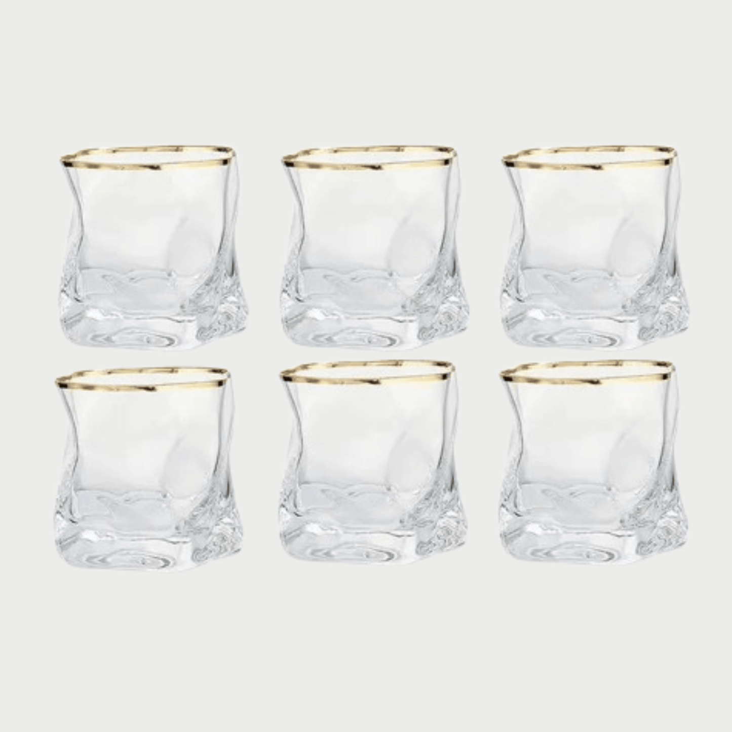 Inttox-Ensemble de 6 tasses en verre torsadé transparentes et irrégulières