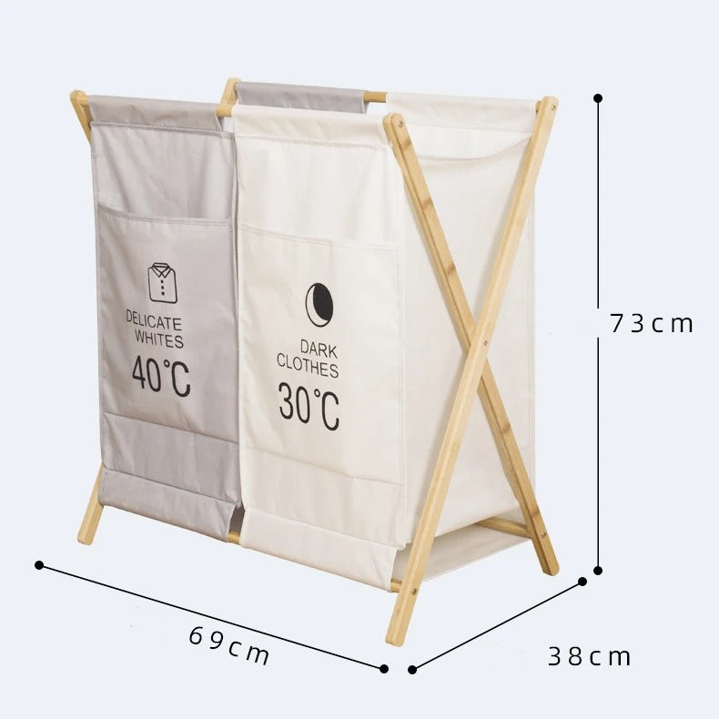 Inttox-🧺🌿 Panier à Linge Pliable en Bambou – Portable, Écologique & Élégant