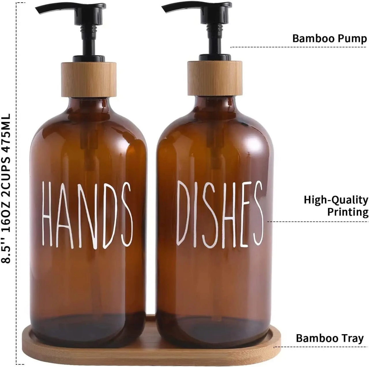 Inttox-🧴 Bouteille en Verre Ambré avec Pompe & Couvercle en Bois