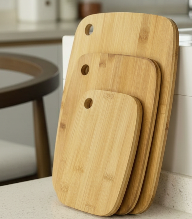 Inttox-Set de 3 Planches à Découper en Bambou Naturel