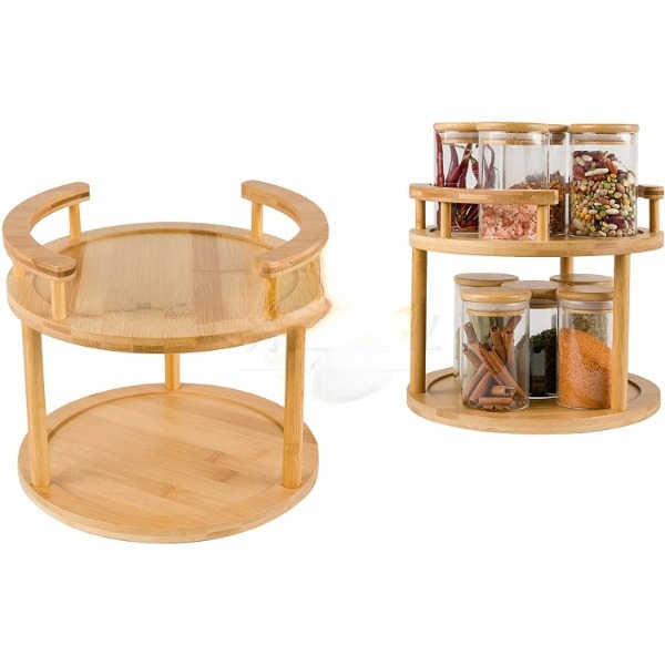Inttox-Support Rotatif à Épices en Bambou