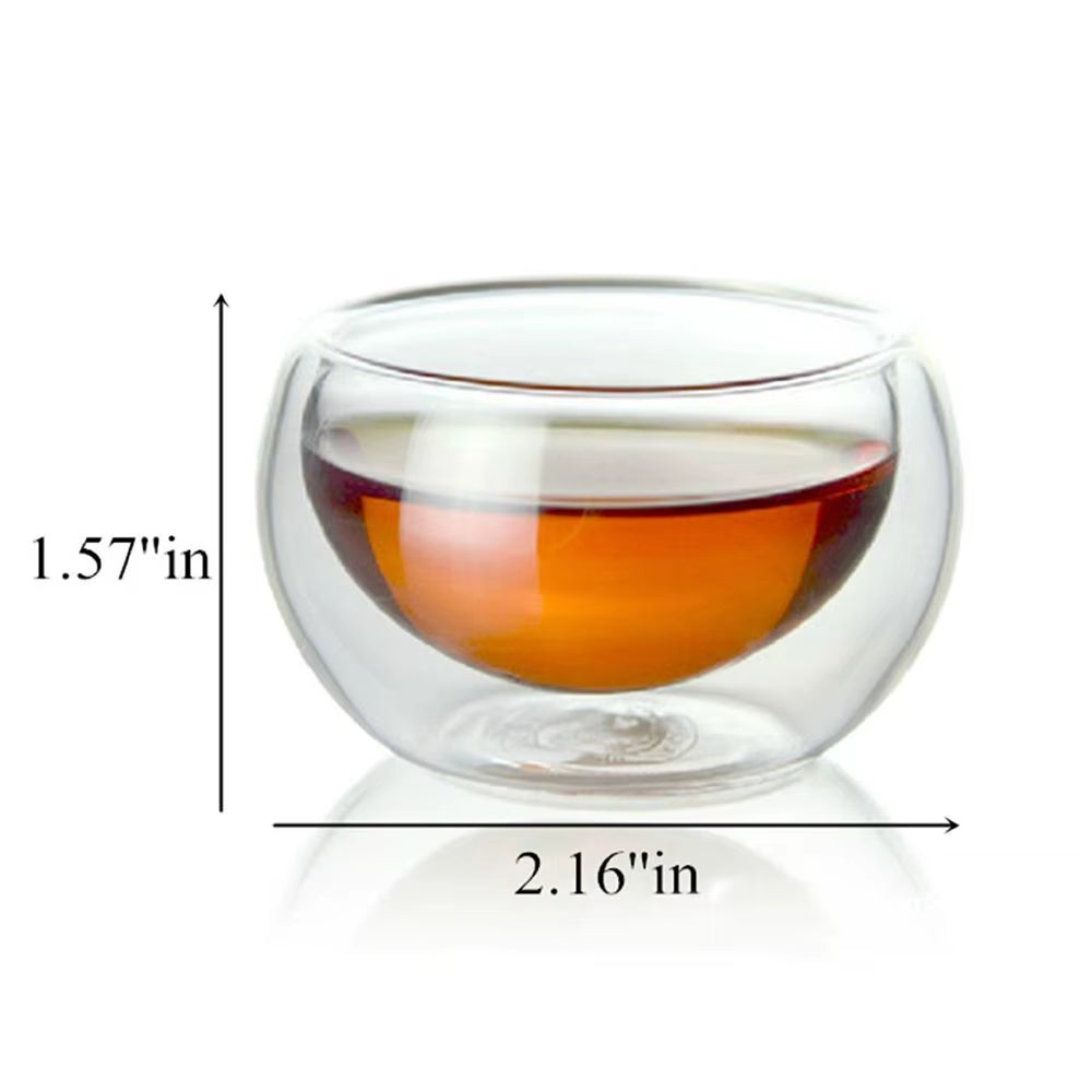 Inttox-Tasse en Verre à Double Paroi Transparente Faite à la Main - 50ml