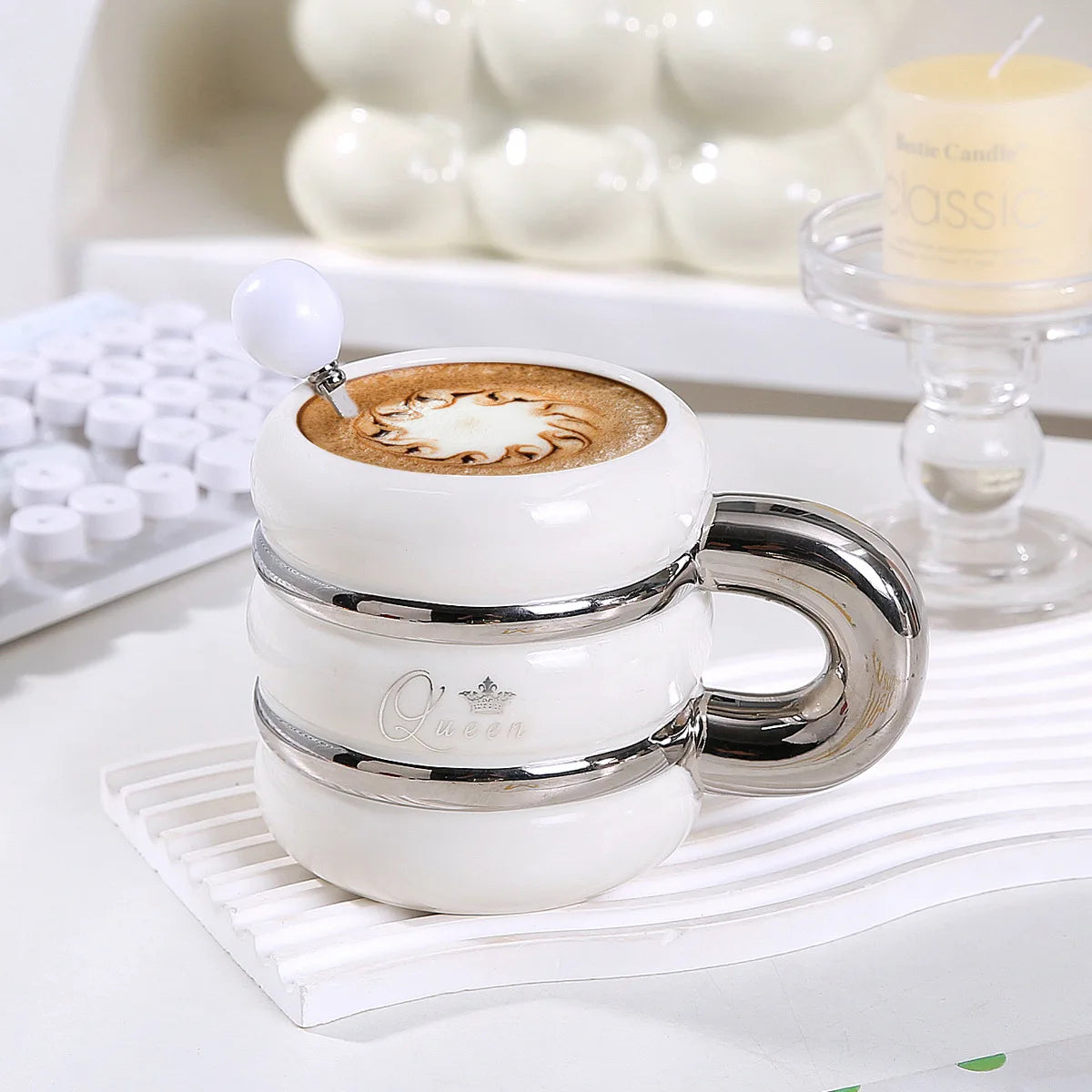 Inttox-👑✨ Tasse en Céramique avec Couronne Dorée ☕🎁