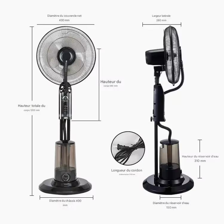 Inttox-Ventilateur Électrique à Brumisation 16" – Refroidissement par Eau 💧❄️