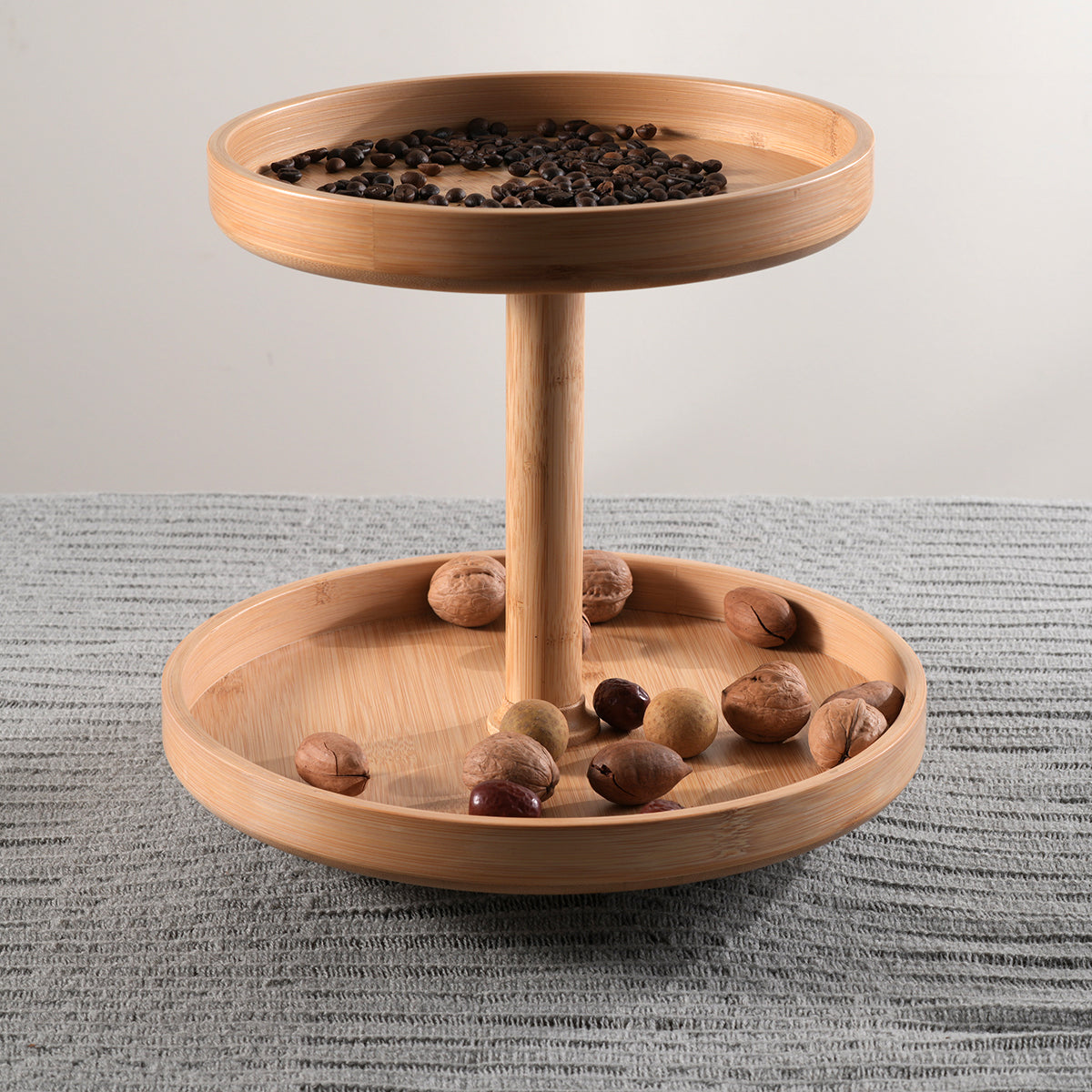 Inttox-Étagère de Rangement de Cuisine Multifonctionnelle Rotative en Bambou