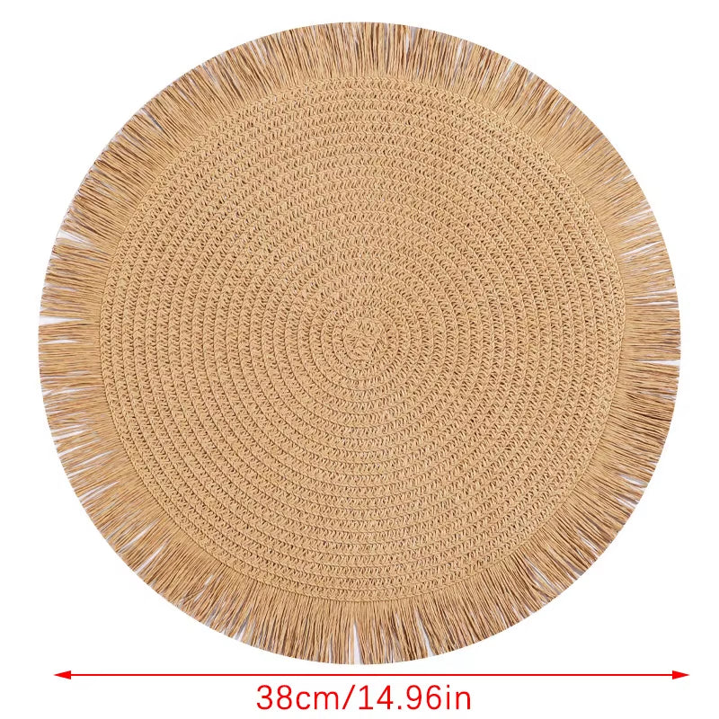 Inttox-🌿 Tapis de Table en papier tissé à pampilles Inttox 6 piece ✨