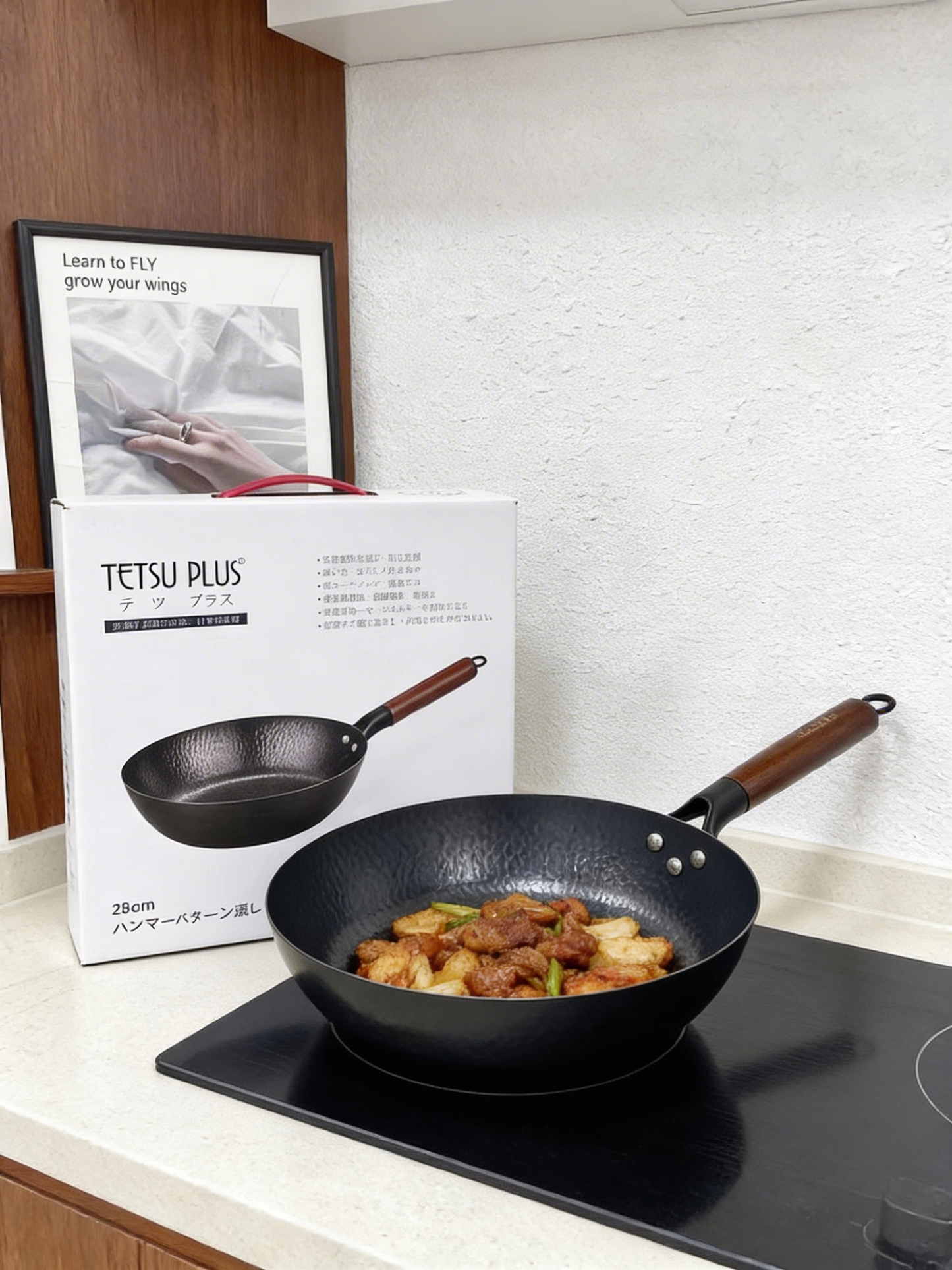 Poêle Wok en Acier Martelé 28cm – Antiadhésive Haute Qualité | TETSU PLUS