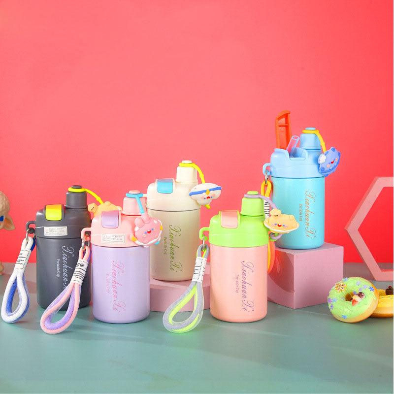 Inttox-Tasse à Café en Acier Inoxydable 480 ml Double Paille Voyage