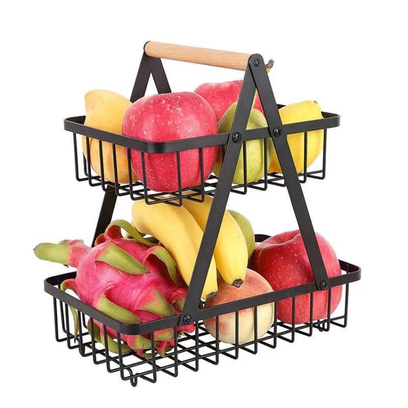 Inttox-Panier de rangement pour fruits en métal à 2 couches lavable et antirouille - Inttox