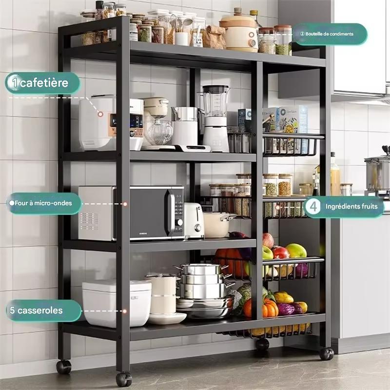 Inttox-Étagère de Rangement Multicouche en Acier au Carbone – Légumes et Articles de Cuisine