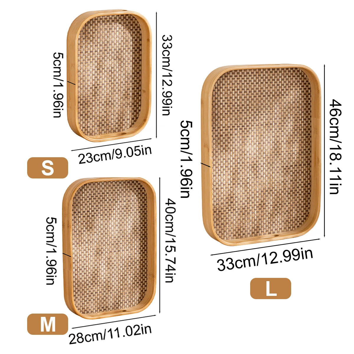 Inttox-🍵 Set de 3 Plateaux en Bois de Bambou Naturel 🍓☕