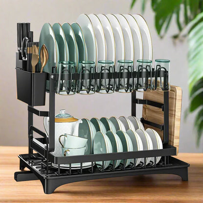 Inttox-Égouttoir à vaisselle à 2 niveaux pour comptoir de cuisine.